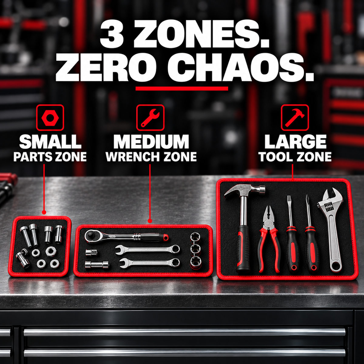 Delixo™ 3-Zone Magnetic Tool Mat Set